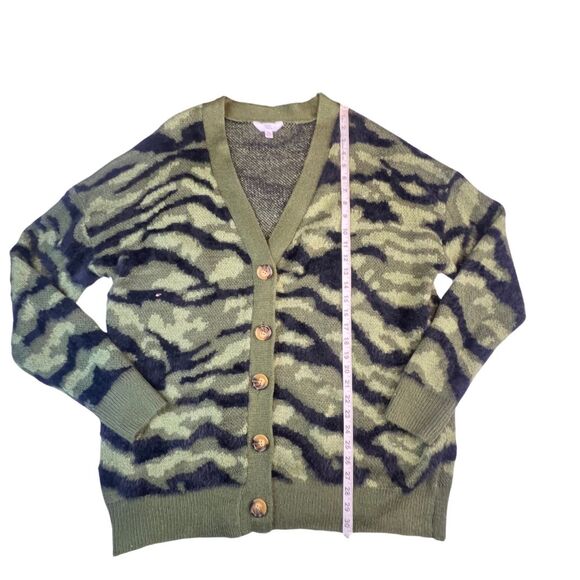 Time And Tru Cardigan XL Green Camo Buttons  Militarycore Edgy Layering Knitwear - Picture 4 of 11
